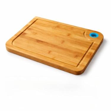 Imagem de Tábua de Corte em Bambu com Alça de Silicone 37x27cm – Resistente, Durável e Fácil de Limpar para Cozinha (28cm x 19cm)