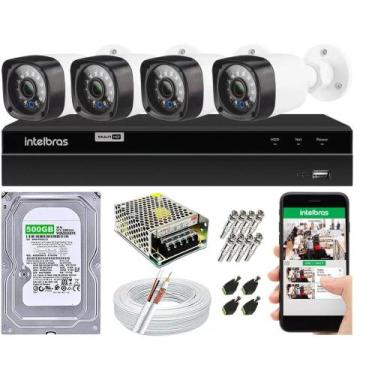 Imagem de Kit Cftv 4 Câmeras de Segurança AHD 720p e Dvr Mhdx Full hd Intelbras 