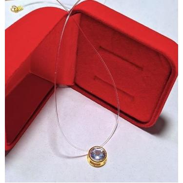 Imagem de Colar Gargantilha Fio Nylon com Pingente Ponto de Luz Zircônia Cristal