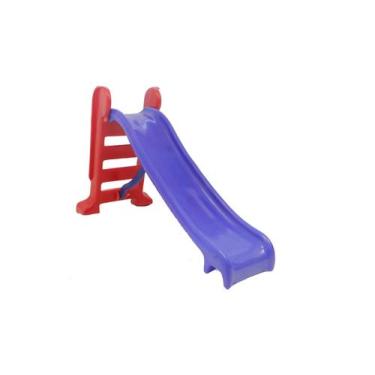 Imagem de Escorregadeira Médio 3 Degraus Rampa Azul/Escada Vermelha Modelo Premi