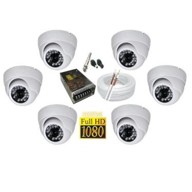 Imagem de Kit Cftv 6 Câmeras Segurança 1080 Full Hd Dome Infra vermelho alta Res