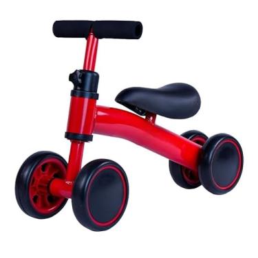 Imagem de Bicicleta De Equilíbrio 4 Rodas Sem Pedal Infantil Quadro Metal (Vermelho Claro)