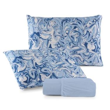 Imagem de Jogo de Lençol Casal C/ Elástico Malha 100% Algodão 03 Pçs Estampado -