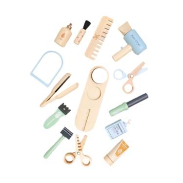 Imagem de MERIGLARE Conjunto de brinquedo de salão de beleza para meninas, em madeira, com espelho de penteadeira e ferramentas de corte. Ideal para brincar de