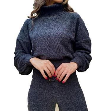 Imagem de Conjunto Blusa e Calça de Tricô Manga Longa Tricot Quentinho Mousse Fe
