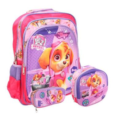 Imagem de Kit Mochila Escolar Infantil Menina Juvenil Espaçosa 3 Pçs - Plike
