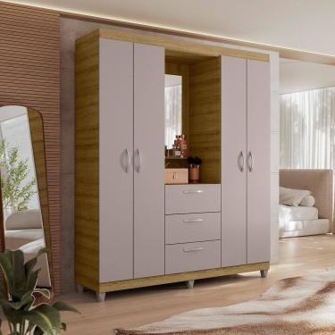 Imagem de Guarda Roupa Com Espelho 4 Portas 3 Gavetas Mobi Caemmun