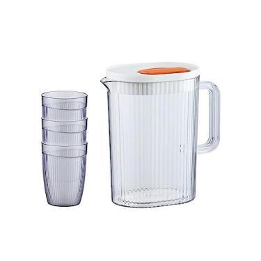 Imagem de Utensílios para servir bebidas chaleira fria casa resistente a altas temperaturas grande capacidade geladeira chaleira fria conjunto de copos de água fria garrafa de água (branco)