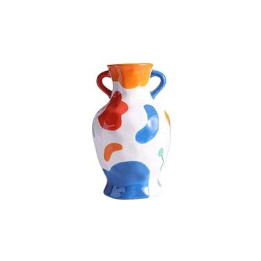 Imagem de Vasos para flores, arranjo de vaso de cerâmica, sala de estar, decoração de casa, arranjo de flores, padrões de flores coloridas, vaso decorativo para casa
