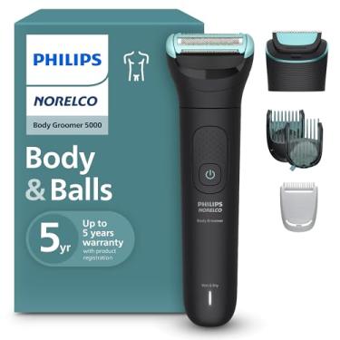Imagem de Philips Norelco Body Groomer série 5000, barbeador e aparador de cabelo íntimo para homens com acabamento de corpo inteiro intercambiável e ajustável, 100% à prova de chuveiro, BG5490/50