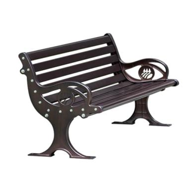 Imagem de Banco de jardim de pátio, cadeira de madeira de jardim com encosto e apoios de braço, cadeira de namoradeira, pátio de banco para móveis de exterior, peso de rolamento cerca de 500 kg (cor: preto