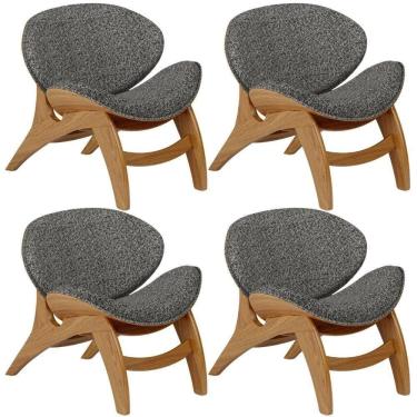 Imagem de Kit 4 Poltronas Decorativa Orgânica Sala Living Kadosh L02 Linho Mescla - Lyam Decor