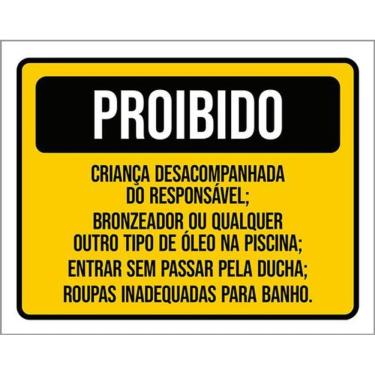 Imagem de Kit 3 Placas Proibido Criança Desacompanhada Bronzeador