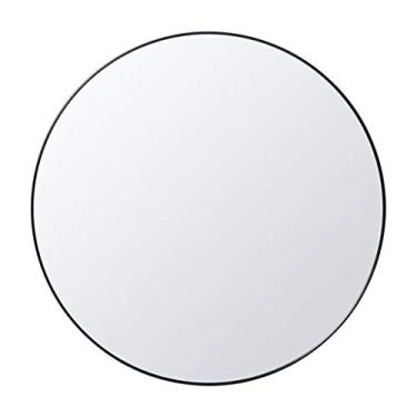 Imagem de Espelho de parede redondo - Espelho redondo grande Espelho rústico para entrada do banheiro, sala de jantar, sala de estar. Espelho redondo preto de metal para espelho de parede