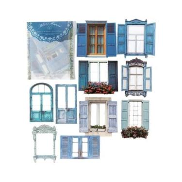 Imagem de Adesivos Vintage De Portas E Janelas Vazadas Com Corte a Laser, 10 Peç