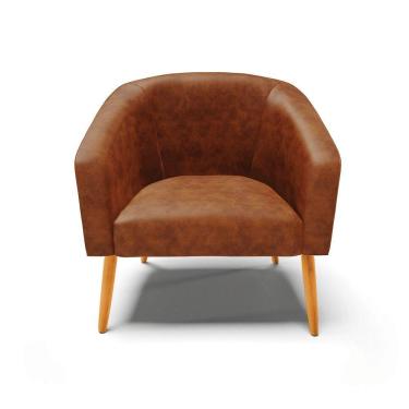 Imagem de Cadeira Sala De Jantar Pé Palito Castanho Stella Sintético Pu D03 - D\'rossi Cor Nozes