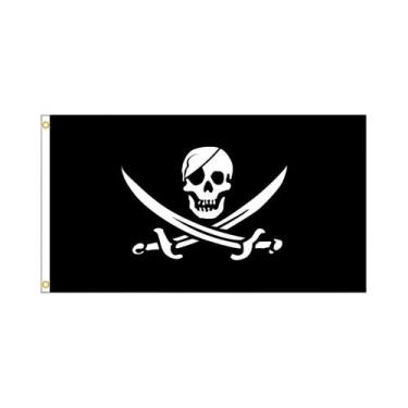 Imagem de FLAGLINK 90x150cm Grande Caveira Crossbones Bandeira Pirata Jolly Roge