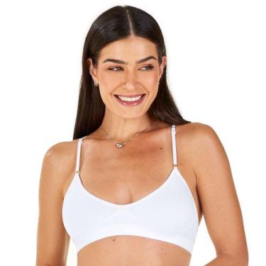 Imagem de Sutiã Top Nadador sem Costura com Alças Reguláveis Branco Zee Rucci, P