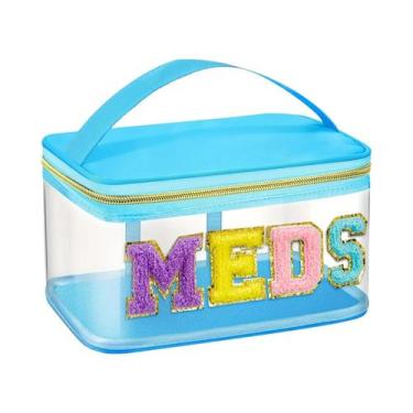 Imagem de Bolsa De Maquiagem Em PVC Medicinal Com Letras Chenille, Grande Capaci