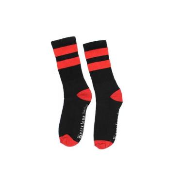 Imagem de Meia Preta Cano Alto com Listra Vermelha - Barcelona Design