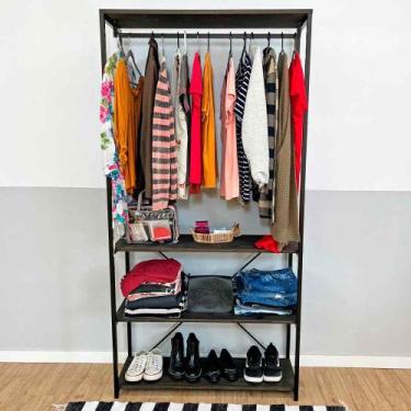 Imagem de Arara de Roupas High Style Industrial Ample Tabaco e Preto