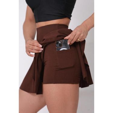 Imagem de Short Saia Babado Com Bolso Cintura Alta Academia Suplex Fitness Wolfox-Feminino