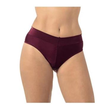 Imagem de Calcinha Cavada Cítara DeMillus Cós Alto Firma Barriguinha - PE, Vinho