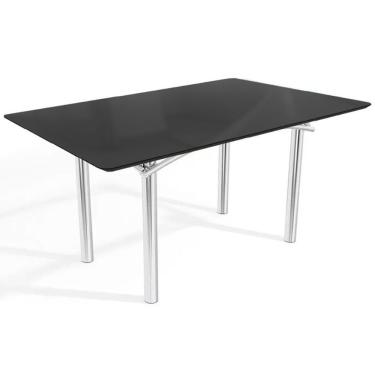 Imagem de Mesa P- Cozinha Elba Tampo Madeirado C- Vidro 160cm Cromada-preto - Kappesberg