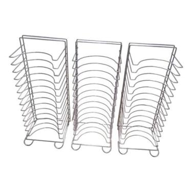 Imagem de 3 Suportes Organizador Para Forma De Pizza 35 A 42 Cm - Ferro e Arte J