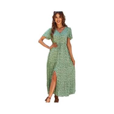 Imagem de Vestido De Praia Boêmio Casual Longo Com Estampa Floral Vintage Para M