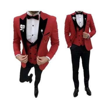 Imagem de Terno Slim Fit Branco Masculino 3 Peças Com Paletó De Lapela Pontiagud