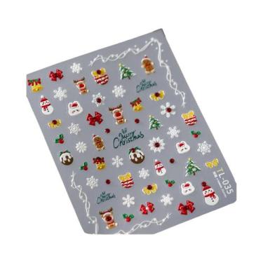 Imagem de Adesivos De Unha De Natal Com Floco De Neve Rosa, Decalques De Unha 5D