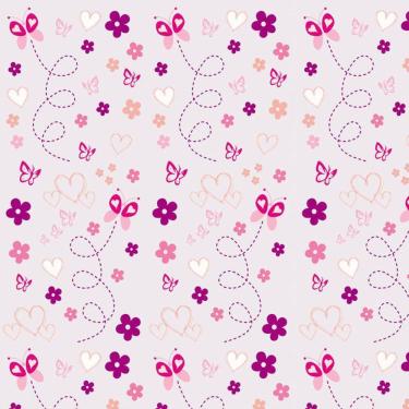 Imagem de Papel De Parede Rosa Borboletas Corações Autocolante Quarto