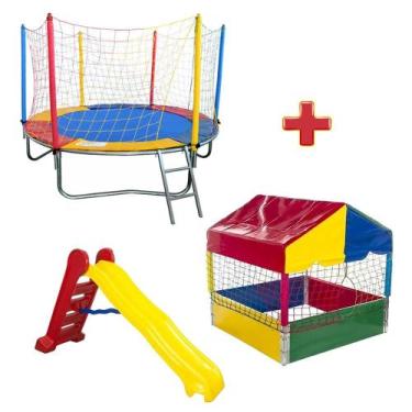 Imagem de Cama Elástica Pula Pula 2,30m Nacional + Piscina de Bolinhas Quadrada 