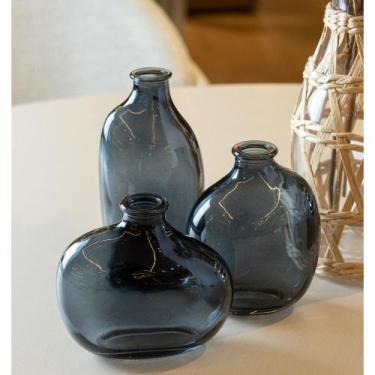 Imagem de Vaso Organics 11cm x 10cm x 5,5cm Azul Vidro Wolff
