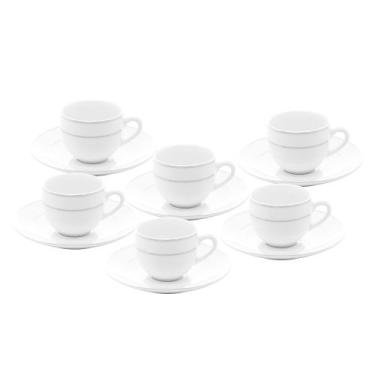 Imagem de 6 Xícaras de Café Wolff de Porcelana com Pires Branco 100ml