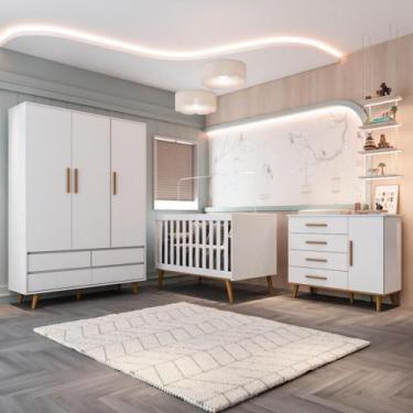Imagem de Quarto de Bebê Retrô Lorena Berço 3 em 1 Ludmila Guarda Roupa 3 Portas