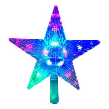 Imagem de Estrela natalina grande de led colorida para topo de árvore de 18 cm -
