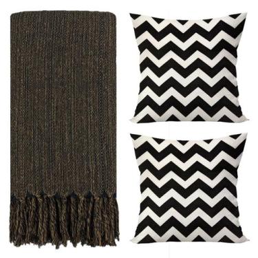 Imagem de Kit 1 Manta Para Sofá 2,40 X 1,80 + 2 Capas de Almofada Cor:Caramelo-B