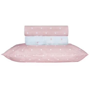 Imagem de Jogo de Cama Duplo Queen 4 Peças Percal 180 Fios Petit Rosa Sonhare Prata