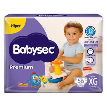 Imagem de Fralda Infantil Babysec Premium Hiper XG com 56 Unidades, XG, 56