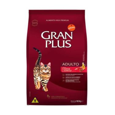 Imagem de Ração Granplus para Gatos Adultos sabor Carne e Arroz - 10,1kg - Gran 