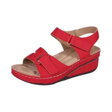 Imagem de Sandálias Elegantes De Salto Wedge Para Mulheres, Plataforma Macia, Sa