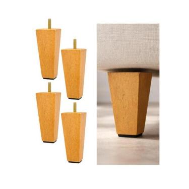 Imagem de Kit 4 Pés Trapézio De Móveis Sofa Poltrona Com Parafuso 17cm Madeira M