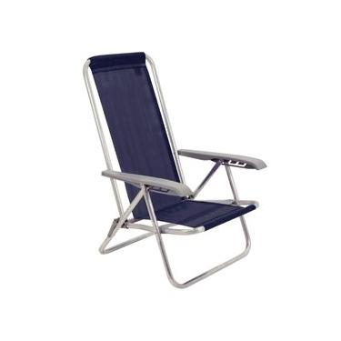Imagem de Cadeira de Praia Reclinável Tramontina Bali Baixa em Alumínio Azul Escuro