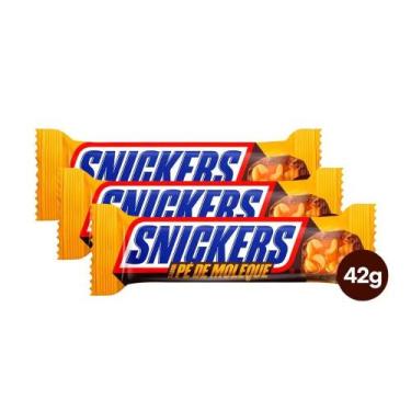 Imagem de Kit 3 Chocolate Snickers Pé De Moleque Mars 42g