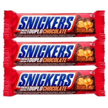 Imagem de Kit 3 Chocolate Snickers Duplo Chocolate Mars 42g