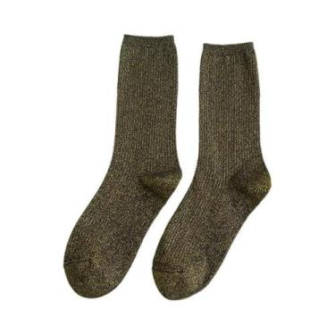 Imagem de Meias Femininas Brilhantes Com Glitter E Listras Para O Inverno, Quent