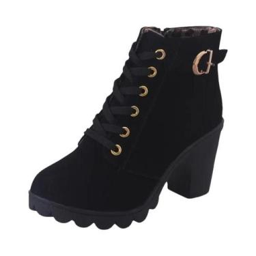 Imagem de Botas De Salto Alto Femininas Da Moda Primavera/Inverno Com Cadarço, C