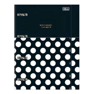 Imagem de Fichário Caderno Argolado West Village 80 Folhas Preto com Poá Branco - Tilibra